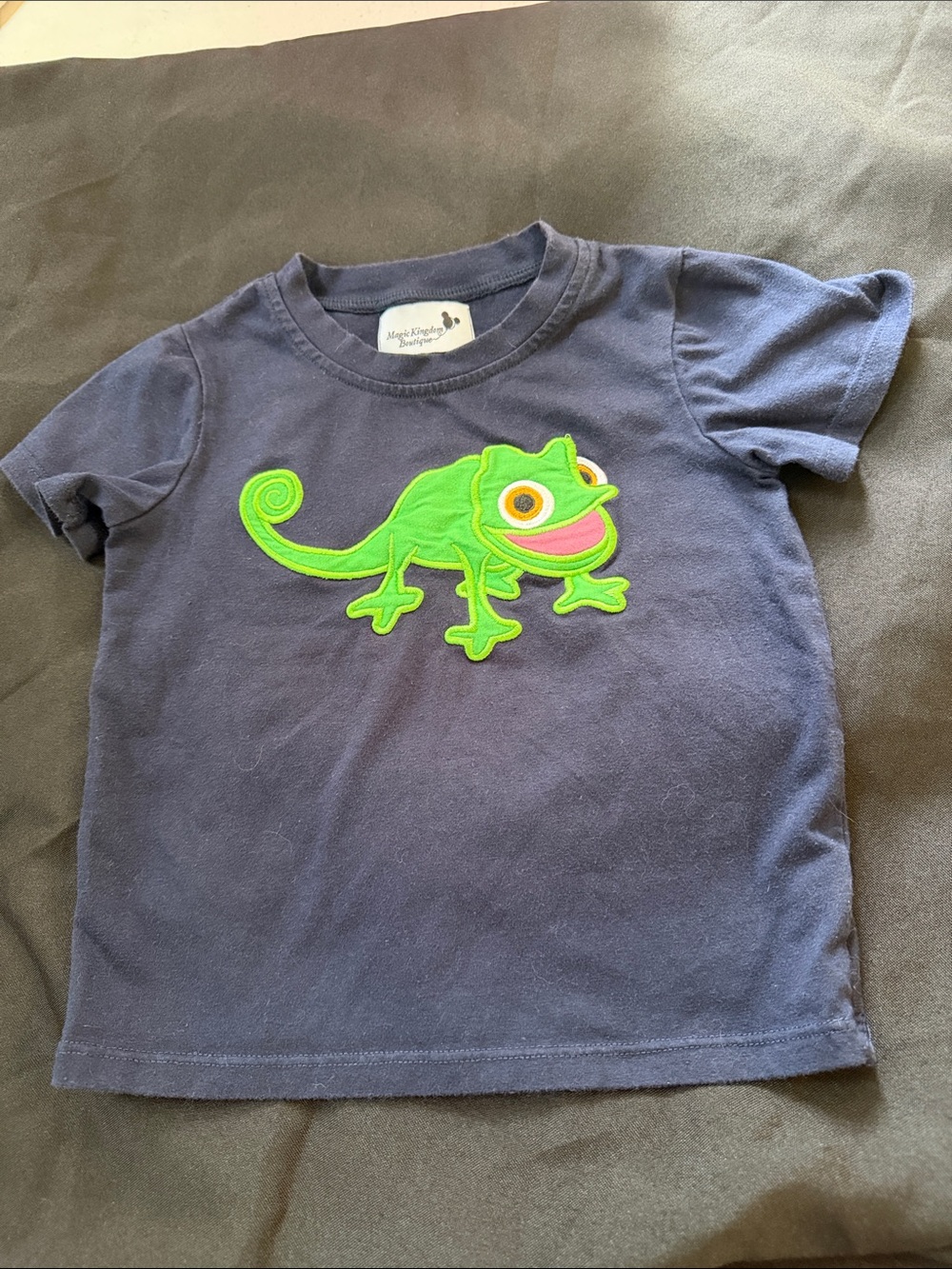 Disney Navy Short Sleeve Tee with Bright Green Chameleon